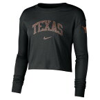 ナイキ レディース Tシャツ トップス Texas Longhorns Nike Women's 2Hit Cropped Long Sleeve Logo TShirt Black