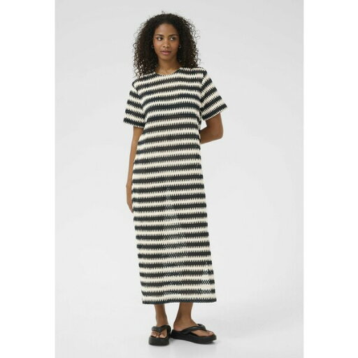 カフェ レディース ワンピース トップス KAMOLIN - Jumper dress - black broken white lace stripe カフェ レディース ワンピース トップス KAMOLIN - Jumper dress - black broken white lace stripe