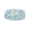 ブリング メンズ ブレスレット・バングル・アンクレット アクセサリー Set Of 3 Matte Natural Light Blue Agate TranslucentRound Bead Ball 8MM Stacking Stretch Bracelet Blue agate(4)