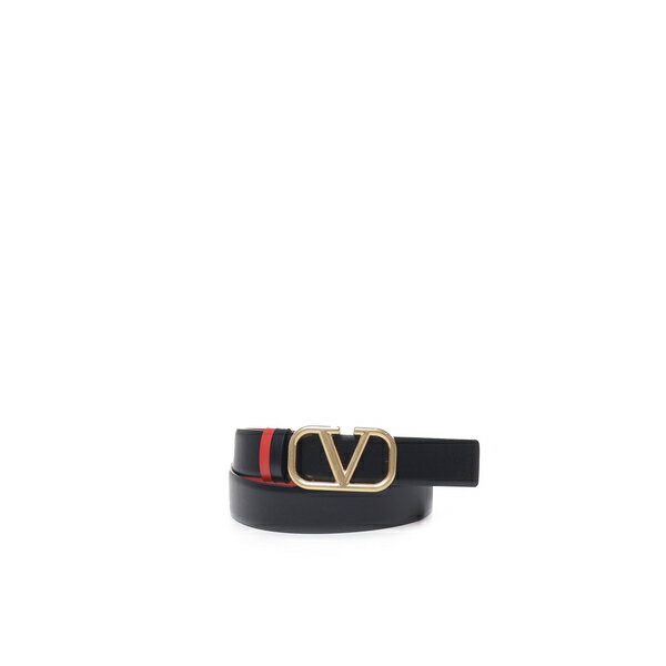 ヴァレンティノ ガラヴァーニ レディース ベルト アクセサリー Reversible Vlogo Leather Belt Black, red