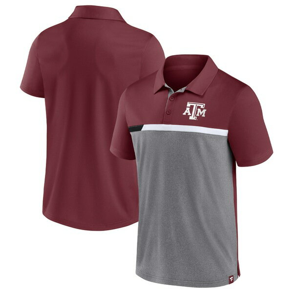 ファナティクス メンズ ポロシャツ トップス Texas A&M Aggies Fanatics Split Block Color Block Polo Maroon/Heathered Gray