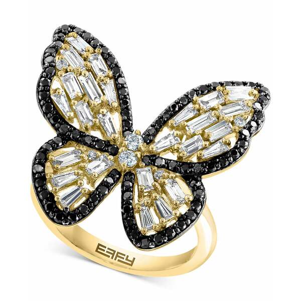 エフィー コレクション レディース リング アクセサリー EFFY® White Diamond (1-3/8 ct. t.w.) & Black Diamond (1/5 ct. t.w.) Butterfly Ring in 14k Gold Yellow Gold