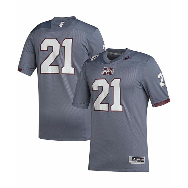 アディダス メンズ パーカー・スウェットシャツ アウター Men's 21 Gray Mississippi State Bulldogs Premier Strategy Jersey Gray