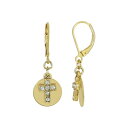 シンボルスオブフェイス レディース ピアス&イヤリング アクセサリー 14K Gold Dipped Carded Crystal Cross with Round Disc Euro Wire Earrings Yellow(4)