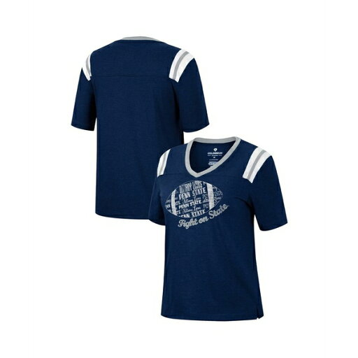 コロシアム レディース カットソー トップス Women's Heathered Navy Penn State Nittany Lions 15 Min Early Football V-Neck T-shirt Heathered Navy コロシアム レディース カットソー トップス Women's Heathered Navy Penn State Nittany Lions 15 Min Early Football V-Neck T-shirt Heathered Navy