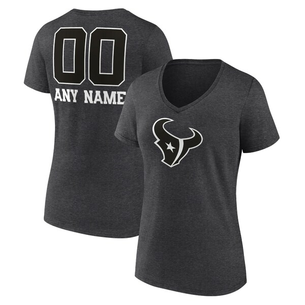 ファナティクス レディース Tシャツ トップス Houston Texans Women's Personalized Name & Number Monochrome VNeck Long Sleeve TShirt Charcoal