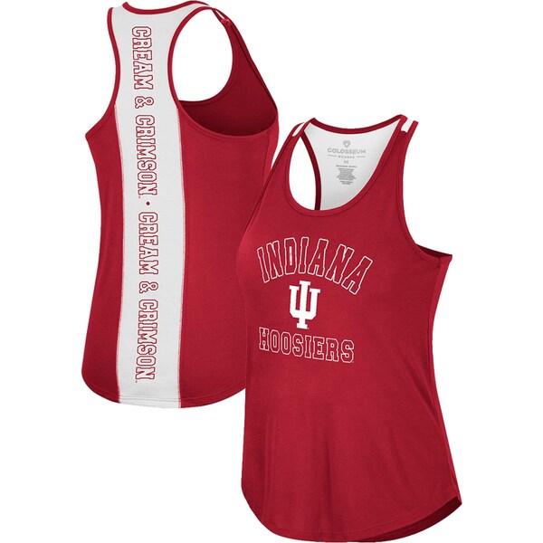 コロシアム レディース Tシャツ トップス Indiana Hoosiers Colosseum Women's 10 Days Racerback Scoop Neck Tank Top Crimson