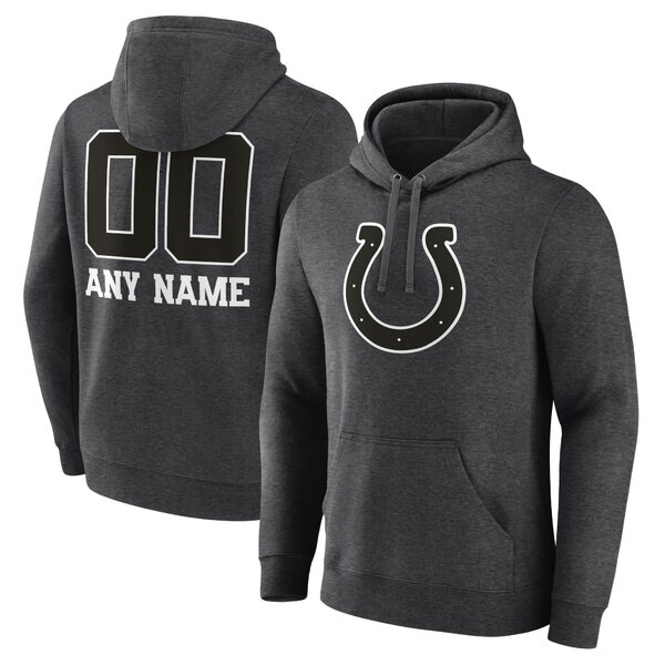 ファナティクス メンズ パーカー・スウェットシャツ アウター Indianapolis Colts Personalized Name & Number Monochrome Pullover Hoodie Charcoal