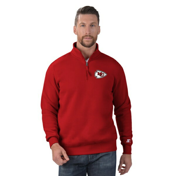 スターター メンズ ジャケット&ブルゾン アウター Kansas City Chiefs Starter Classic QuarterZip Pullover Sweatshirt Red