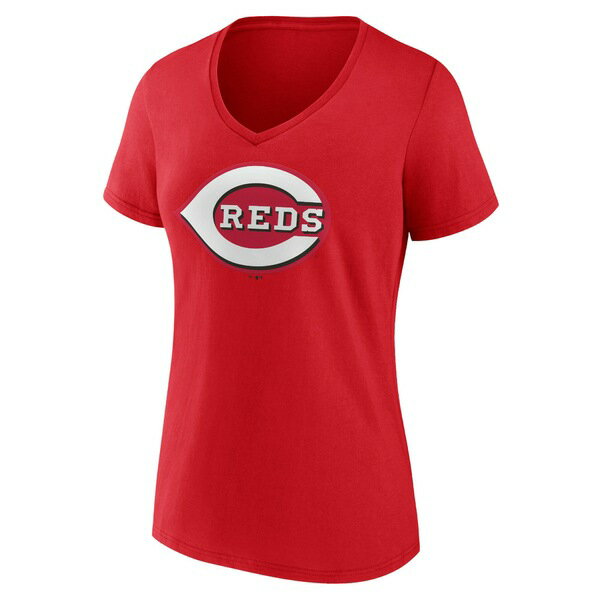 t@ieBNX fB[X TVc gbvX Cincinnati Reds Women's Team Color Primary Logo VNeck TShirt Red