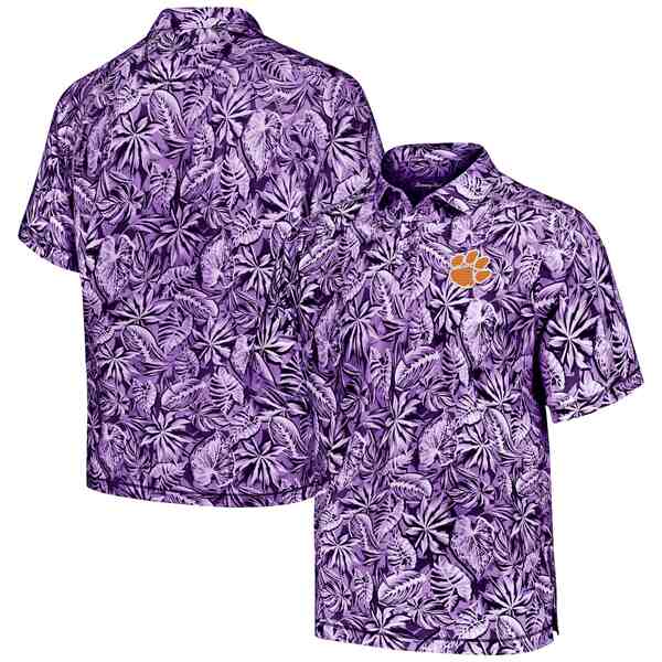 トッミーバハマ メンズ ポロシャツ トップス Clemson Tigers Tommy Bahama Tropical Score IslandZone Polo Purple