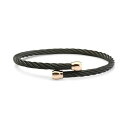 シャリオール レディース ブレスレット・バングル・アンクレット アクセサリー Two-Tone Cable Bypass Bangle Bracelet in PVD Black- & Rose Gold-Tone Stainless Steel Black