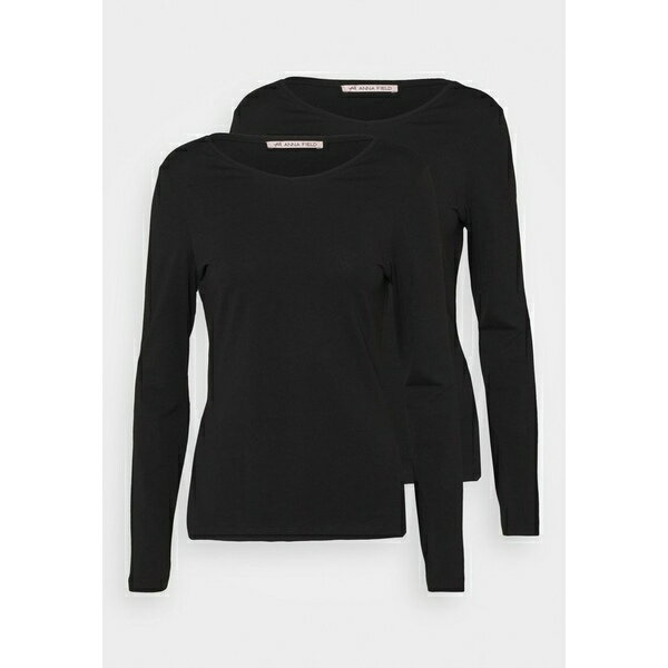 アンナ フィールド レディース Tシャツ トップス 2 PACK - Long sleeved top - black/black