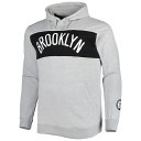 ファナティクス メンズ パーカー・スウェットシャツ アウター Brooklyn Nets Fanatics Branded Big & Tall Wordmark Pullover Hoodie Heather Gray
