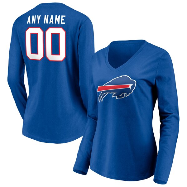 եʥƥ ǥ T ȥåץ Buffalo Bills Fanatics Branded Women's Team Authentic Personalized Name &Number Long Sleeve VNeck TShirt Royal