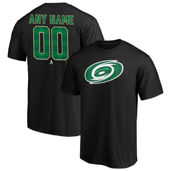 եʥƥ  T ȥåץ Carolina Hurricanes Fanatics Branded Emerald Plaid Personalized Name &Number TShirt Black