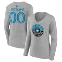 ファナティクス レディース Tシャツ トップス Charlotte FC Fanatics Branded Women 039 s The Game Is Everything Personalized Any Name Number Long Sleeve VNeck TShirt Heather Gray