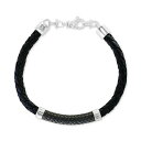エフィー コレクション メンズ ブレスレット・バングル・アンクレット アクセサリー EFFY® Men's Leather Bracelet in Sterling Silver Silver(4)