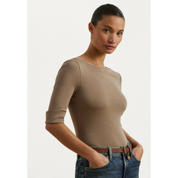 ラルフローレン レディース Tシャツ トップス STRETCH COTTON BOATNECK TEE - Basic T-shirt - madison tan