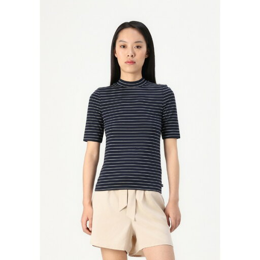 トム テイラー デニム レディース Tシャツ トップス MOCK NECK STRIPE - Print T-shirt - navy/white トム テイラー デニム レディース Tシャツ トップス MOCK NECK STRIPE - Print T-shirt - navy/white