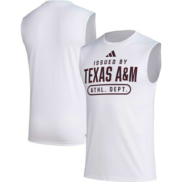 アディダス タンクトップ  メンズ アディダス メンズ Tシャツ トップス Texas A&M Aggies adidas Sideline AEROREADY Pregame Tank Top White