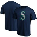 ファナティクス メンズ Tシャツ トップス Seattle Mariners Fanatics Branded Official Logo TShirt Navy