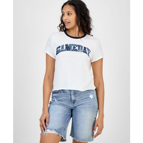 マッデンガール レディース カットソー トップス Juniors' Sporty Crewneck T-Shirt Whisper White