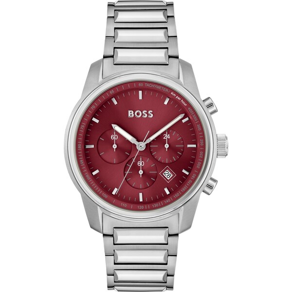 【送料無料】 ボス レディース 腕時計 アクセサリー Gents BOSS Trace Bracelet Watch Burgundy/Silver