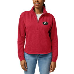 リーグカレッジエイトウェア レディース パーカー・スウェットシャツ アウター Georgia Bulldogs League Collegiate Wear Women's Victory Springs TriBlend QuarterZip Pullover Sweatshirt Heather Red