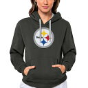アンティグア レディース パーカー・スウェットシャツ アウター Pittsburgh Steelers Antigua Women's Victory Logo Pullover Hoodie Charcoal