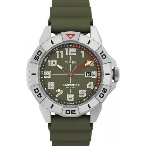 【送料無料】 タイメックス メンズ 腕時計 アクセサリー Mens Timex Outdoor Watch Silver and Green