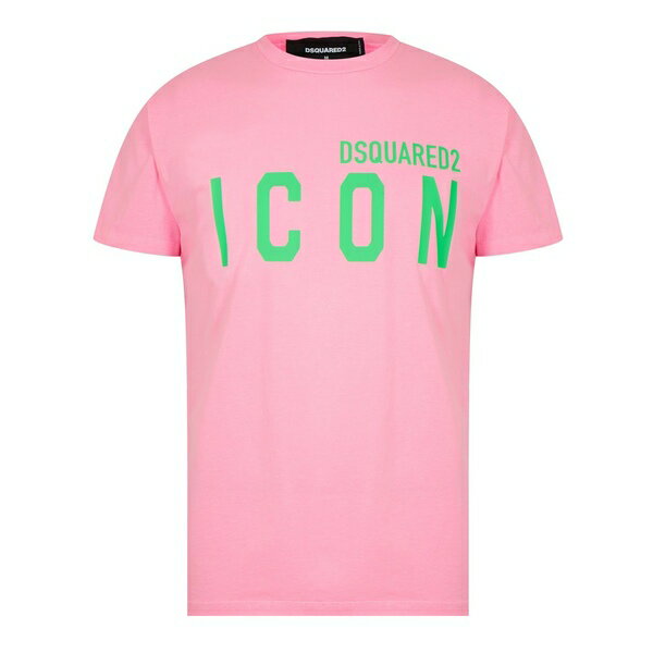 楽天asty【送料無料】 ディースクエアード メンズ Tシャツ トップス T-Shirt Pink/Green