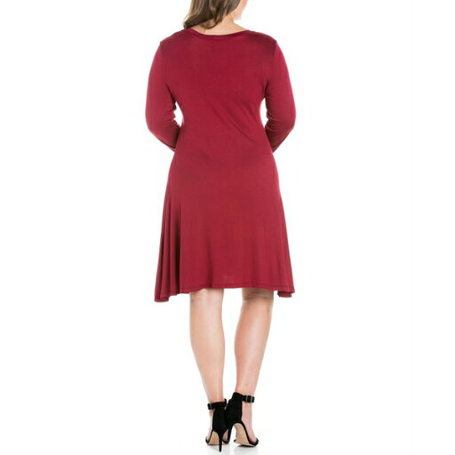 24セブンコンフォート レディース ワンピース トップス Women's Plus Size Flared Dress Wine 24セブンコンフォート レディース ワンピース トップス Women's Plus Size Flared Dress Wine