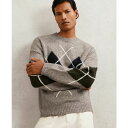 レイス メンズ ニット&セーター アウター Men's Wool-Blend Crew-Neck Argyle Sweater Oatmeal