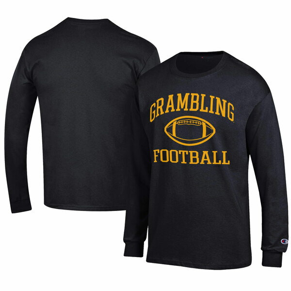 チャンピオン メンズ Tシャツ トップス Grambling Tigers Champion Football Jersey Long Sleeve TShirt Black