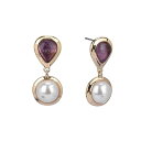 h[oCVF[V[K fB[X sAXCO ANZT[ Stone and Pearl Drop Earrings Purple