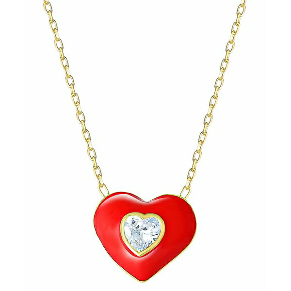 Wj xj[j fB[X lbNXE`[J[Ey_ggbv ANZT[ Cubic Zirconia & Red Enamel Heart Pendant Necklace in 18k Gold-Plated Sterling Silver, 16-1/2