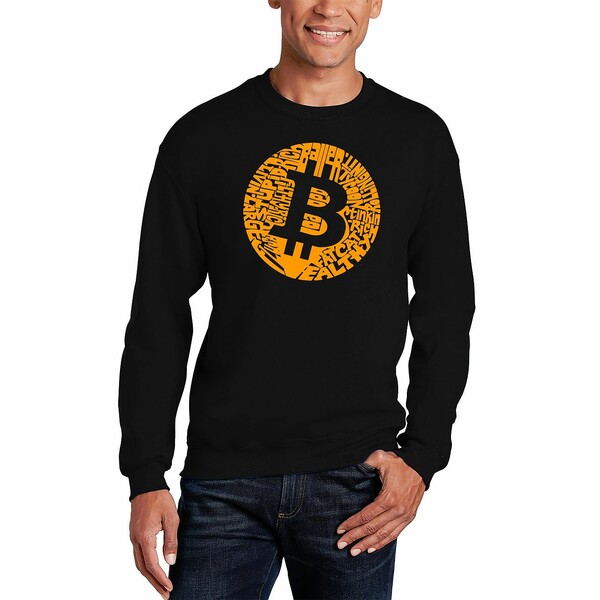 エルエーポップアート メンズ パーカー スウェットシャツ アウター Men 039 s Bitcoin Word Art Crew Sweatshirt Black