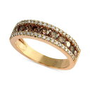 エフィー コレクション メンズ リング アクセサリー Espresso by EFFY&reg; Brown and White Diamond Three-Row Ring (7/8 ct. t.w.) in 14k Gold No Color