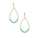 GeBJ fB[X sAXCO ANZT[ Turquoise and Imitation Pearl Beaded Oval Earrings Gold-Tone