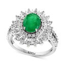 GtB[ RNV fB[X O ANZT[ EFFY&reg; Emerald (1-1/2 ct. t.w.) & Diamond (1/4 ct. t.w.) Baguette Halo Ring in 14k White Gold White Gold