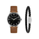 ebhx[J[ Y rv ANZT[ Men's Phylipa Brown Leather Strap Watch 43mm and Bracelet Gift Set, 2 Pieces Brown