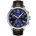 eB\bg Y rv ANZT[ Men's Swiss Chronograph Chrono XL Classic T-Sport Brown Leather Strap Watch 45mm Brown/Blue