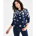 スタイルアンドコー レディース パーカー スウェットシャツ アウター Women 039 s Printed Crewneck Sweatshirt, Created for Macy 039 s Navy Floral