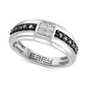 エフィー コレクション メンズ リング アクセサリー EFFY&reg; Men's White Diamond (1/6 ct. t.w.) & Black Diamond (1/3 ct. t.w.) Ring in 14k White Gold White Gold