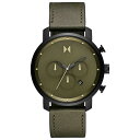 GuCGeB[ Y rv ANZT[ Men's Chronograph Green Leather Strap Watch 45mm Green