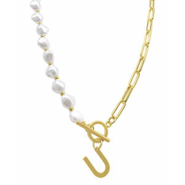 AhjA fB[X lbNXE`[J[Ey_ggbv ANZT[ 14k Gold-Plated Paperclip Chain & Mother-of-Pearl Initial F 17