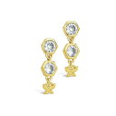 X^[OtH[Go[ fB[X sAXCO ANZT[ Women's Cubic Zirconia Honeycomb and Butterfly Dangle Earrings 14K Gold Plated