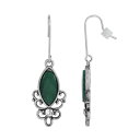 2028 fB[X sAXCO ANZT[ Sterling Silver Wire Genuine Stone Chrysoprase Earrings Green