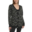 ダナキャランニューヨーク レディース ニット セーター アウター Women 039 s Animal-Print Long-Sleeve Cardigan Sweater Granite/black